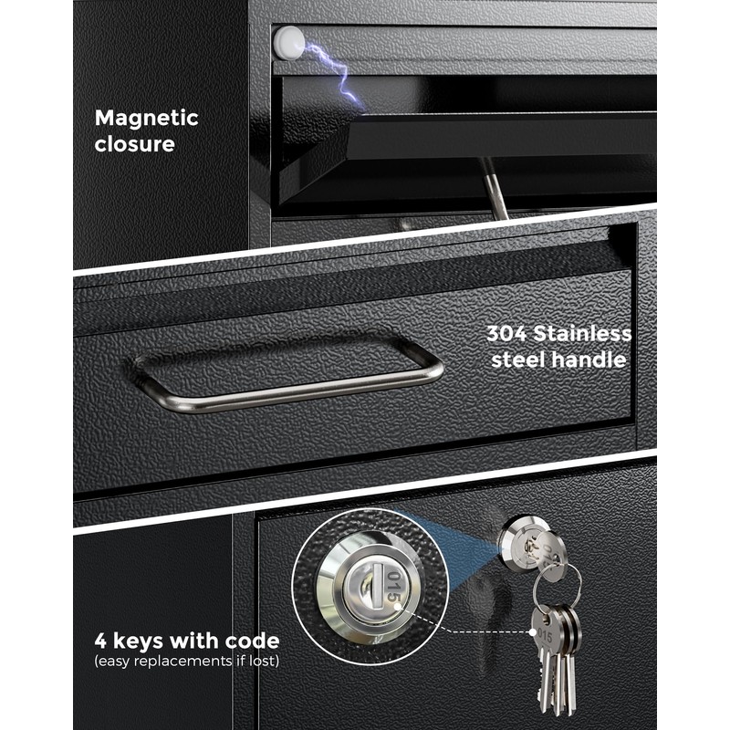 LAND·VOI Mailbox for Outside Wall Mount, Heavy Duty Rustproof, Anti-Theft