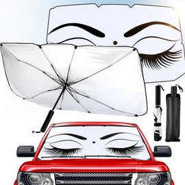 Riakrum Car Windshield Sun Shade Umbrella Foldable UV Ray Windshield Sun Shade Car Front Window Sunshade Keep Vehicle Cool Heat Reflector, Fit Windshield of Various Size(46.5 x 53.2 x 30.3, Eyelash)