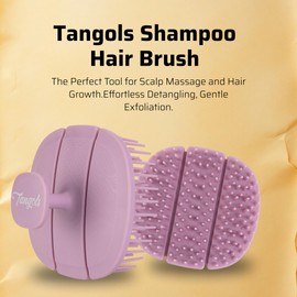 Tangols Triple-Fold Elastic Hair Shampoo Brush for Removing Dandruff, Detangling Scalp Massager Hair Growth Shampoo Brush for Wet or Dry Hair, Exfoliator Brush scalp Scrubber for All Hair Types (PINK)