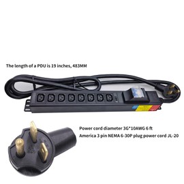 8way C13 C19 30A 120V-240V Metered PDU Current Volts Digital Meter SPD L6-30P amp PDU (OIT-8C13-6-30P-LED-30A)