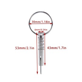 6 Pack Quick Release Bimini Pins, 1/4" Diameter - Boat Canopy Top Pins with Pull Ring, Full 316 Stainless Steel Marine Hardware