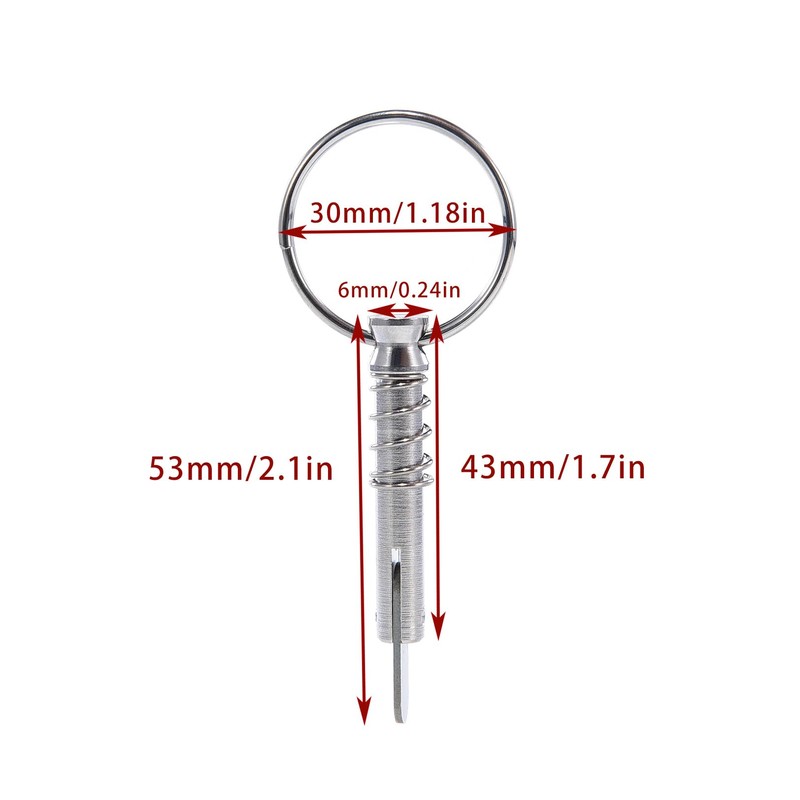 6 Pack Quick Release Bimini Pins, 1/4" Diameter - Boat