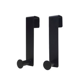 Qflushor Metal Over The Cabinet Door Hooks, 2 Pack, Matte Black, Stainless Steel, Towel Holder for Kitchen, Bathroom, Bedroom
