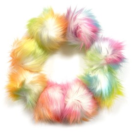 Faux Fur Pom Poms, 6PCS Color Large Fluffy Faux Fur Pompoms for Making Hats, Scarves, Keychains (4in)
