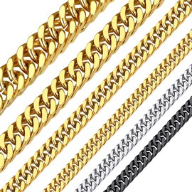 ChainsHouse Men Women 18K Gold Plated Chain Hip Hop Fashion Jewelry Boys 10MM Wide Miami Curb Cuban Link Necklace, 22 Inch