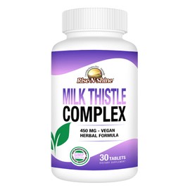 Rise-N-Shine Milk Thistle Complex, Vegan Support Supplement 450mg, 30 Vegetable Capsules