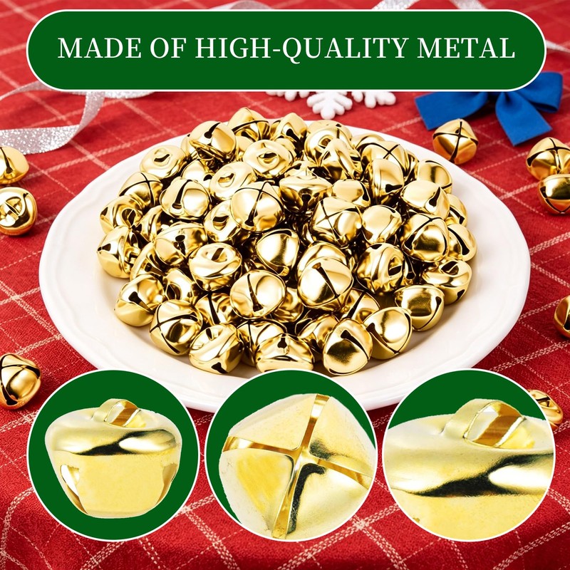 30 Pack Mini Jingle Bells, Small Gold Bells for DIY