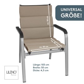 LILENO HOME Garden Chair Cushions in Sand Sundance [Set of 1 - Low-Back] - Comfortable Loungers as Seat Cushions for Garden Furniture - Chair Cushion for Garden Chairs and Folding Chairs