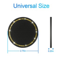 2 Pack Car Bling Cup Holder Coasters, 2.75 Inch Crystal Rhinestone Inserts, Universal for Vehicles & SUVs, Car Interior Accessories (Black/Yellow)