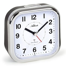 Atlanta Senior Alarm Clock Radio-Controlled Alarm Clock with Analogue Display and Silver Numbers Size XL 1829-19