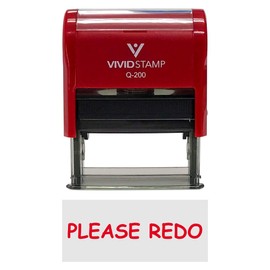Please Redo Teacher Self-Inking Office Rubber Stamp (Red) - Medium