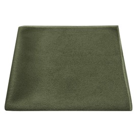King & Priory Luxury Dark Olive Green Suede Pocket Square, Handkerchief