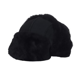 Harrys-Collection Pilot Hat Aviator Hat Made of Finest Merino Lambskin 2 Colours Outer Stitching, black