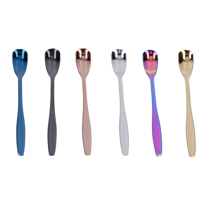 6PCS Coffee Spoon Stainless Steel Mixing Spoon Thickened Long Handle