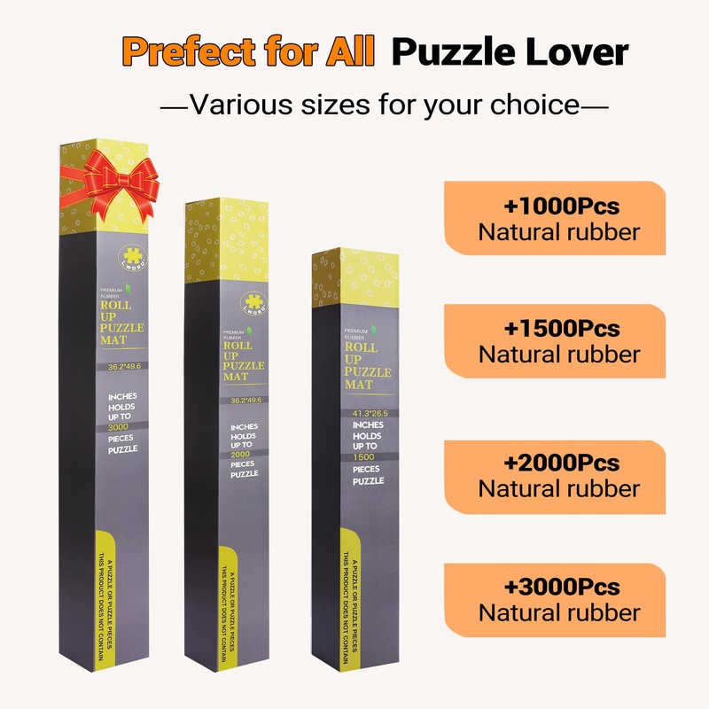 Lwoeo Jigsaw Puzzle Mat Roll Up 2000 Pieces, Black 48.4”