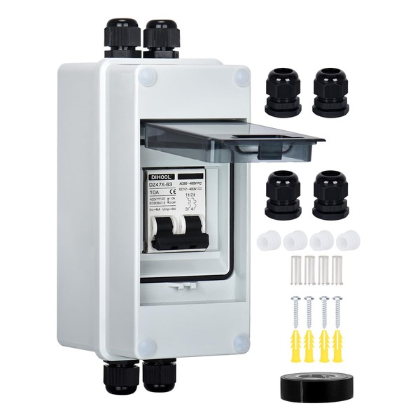 DIHOOL 10 Amp DC Circuit Breaker Solar Disconnect Switch Box