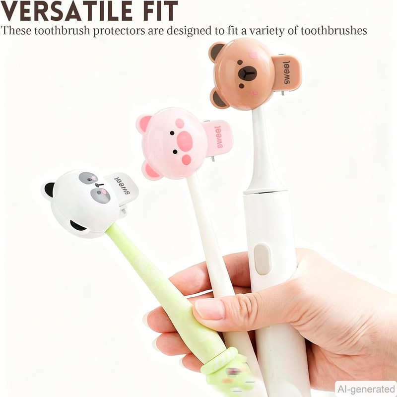 Charming Animal-Themed Toothbrush Covers - Set of 4 Portable Toothbrush