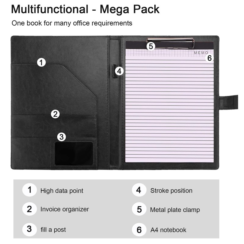 Clipboard Folder DIN A4 Conference Folder, Leather Document Clip Board
