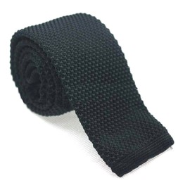 TOPTIE Men's Knit Tie Men's Slim Tie Plain Square End Width 2.0 inch (5 cm) Suit Necktie Business Casual Polyester, Black