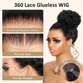 360 Deep Wave Lace Front Wigs Human Hair Hidden Strap Glueless Wigs Human Hair Pre Plucked Pre Cut 24 Inch Full HD Lace with Drawstring Deep Wave Wigs for Women Water Wave 180% Density Natural Black