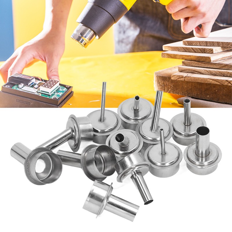 12Pcs Universal Hot Air Gun Nozzle Stainless Steel Standard Size