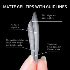 Beautilux Tips for Gel Nails, 288 Pieces with Guide Lines, Full Cover Nail Tips, 12 Sizes, Artificial for Nail Tips and Dual Nail Forms (FJP288-CL)