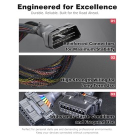 OBD2 Splitter, 2 Way 16 Pin OBD II Splitter Extension for Versatile Vehicle Diagnostics (1FT/30CM)