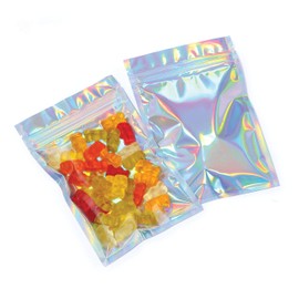 Mylar Bolsas con cierre de cierre de 4 x 6 pulgadas, 100 bolsas, holográficas de arco iris, bolsas sellables de sellado térmico para dulces y envasado de alimentos, medicamentos y vitaminas | para