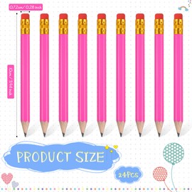 Zonon 24 Pieces Back to School Small Pencils Half Pencils Golf Pencils with Eraser Easy to Hold Graphite HB Pencils for Baby Shower Bridal Shower Wedding Golf School Office(Rose Red)