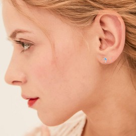 TANGPOET Dolphin Earrings 925 Sterling Silver Opal Stud Earrings for Women Dolphin Studs Earring Valentines Day Jewellery Gifts for Girls Ladies Friends Kids Children