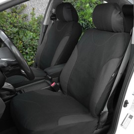 BDK Combo Double Trim Car Seat Covers (2 Front 1 Bench) Auto Carpet Floor Mats (4 Set) with Heavy Protection Interior Covers Two Tone Fresh Design All Protective - Gray Accent