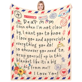 Love Dear Mom - Manta de hija e hijo para la mejor madre, regalo de aniversario de cumpleaños para mamá, regalos para el día de cumpleaños de la madre, regalos de agradecimiento para madre, manta de