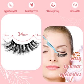Bsisme Fluffy False Eyelashes, Russian Strip Natural Look Lashes Classic Individual Wispy Faux Mink Manga 5 Pairs Fox Eye Cluster Thick Fake Lashes Includes Tweezers, No Glue