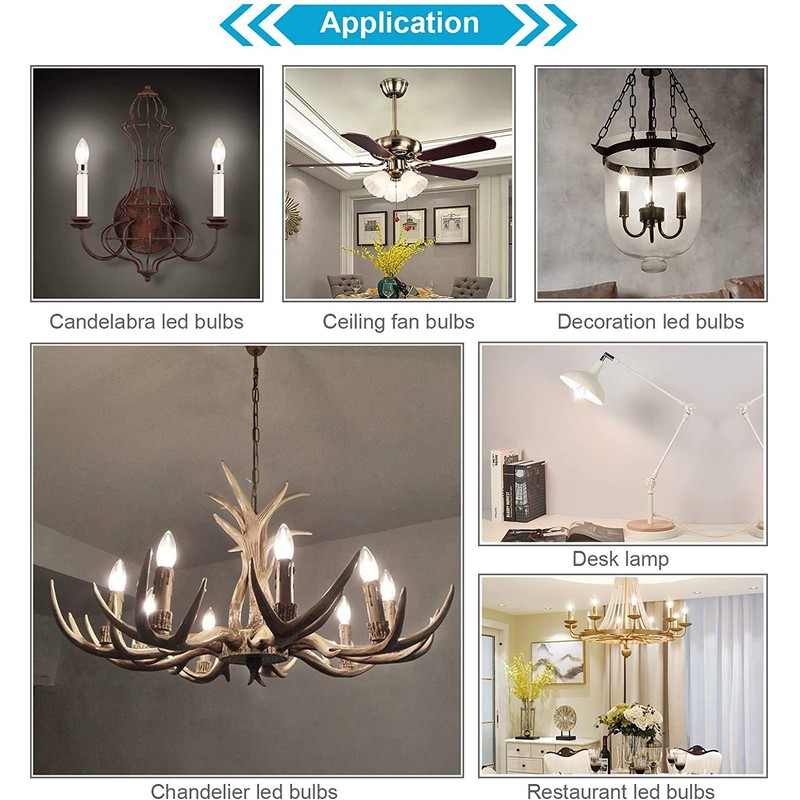 Ascher Classic E12 LED Candelabra Light Bulb 4W, Equivalent 40W,