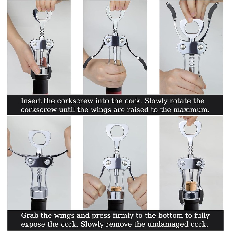 PQCLXUYA Wine Opener Gift Set, Zinc Alloy Premium Wing Corkscrew
