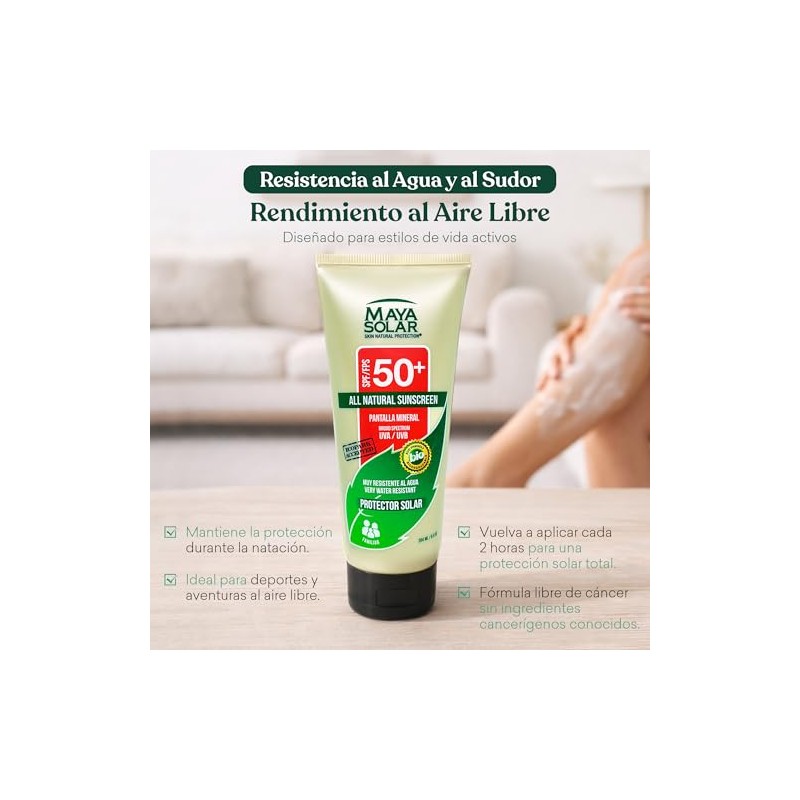 Maya Solar. Bloqueador Solar Corporal. 100 Ingredientes Naturales Minerales SPF