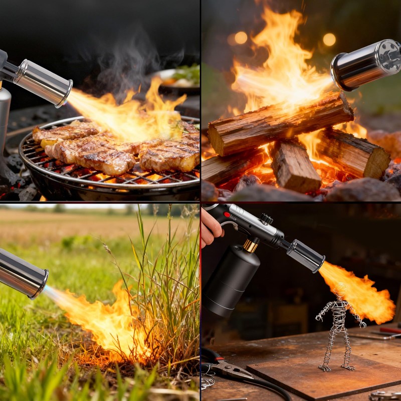 Powerful Propane Torch Gun，Flame Thrower Gun With One-Touch Max Fire,