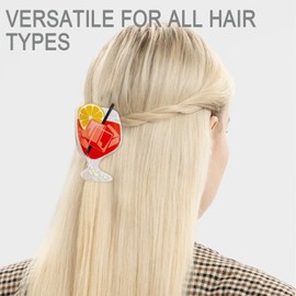 Cocktail Hair Clips Hair Claw Clip for Women Girls – Nonslip, Strong Hold Jaw Clips, Summer Lemon Tea-Themed,for Thick & Thin Hair