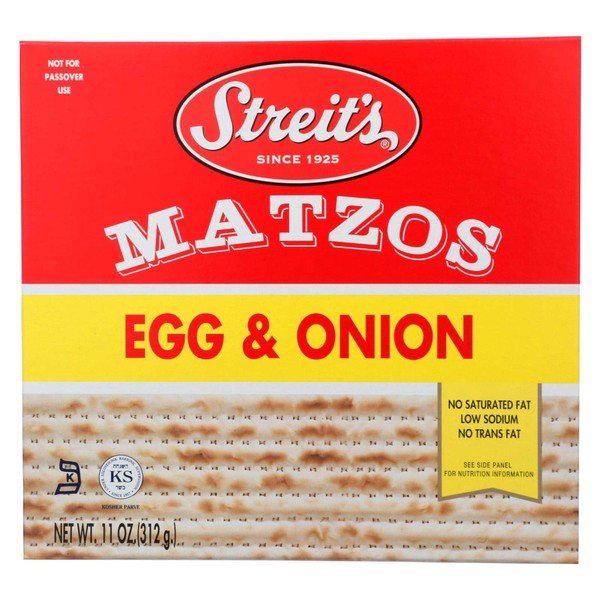 Streit's, Matzos Egg And Onion, Unleavened Bread, Matzo Cracker, 11 Oz (12-Pack)