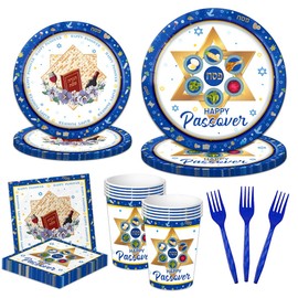 100Pcs Passover Tableware Set-Happy Passover Party Supplies