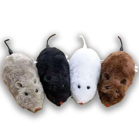 ​4 Pcs Wind Up Cat Toy Mouse - Self-Moving Furry Mice with Realistic Tails, Interactive Chase Toys for Indoor Cats & Kittens, Exercise Mice for Boredom Busting​