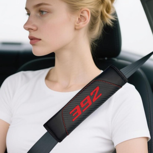 QZXIAOGU 2Pcs Carbon Fiber Leather Seat Belt Cushions Shoulder Pad