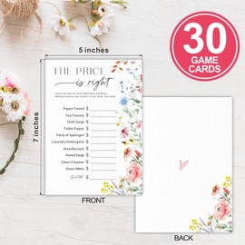 DYIRBIIY The Price is Right Bridal Shower Game - Colorful Floral - 30 Pcs Double-Sided Fill-in Wedding Game Cards for Newlyweds, Engagement Party Activities & Decorations(5"x7") -A09