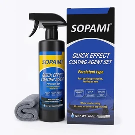 Sopami Car Coating Spray,Quick Effect Coating Agent,Quickly Coat Car Wax,Car Scratch Wax Polish Spray Waterless Wash,Oil Film Emulsion Glass Cleaner with towel (1 pcs)