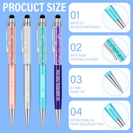 Laumoi Employee Appreciation Gifts Inspirational Motivational Pens Thank You Pens 2 in 1 Crystal Stylus Pen Appreciation Gifts for Office Coworker Colleague Team Events(10 Pieces)