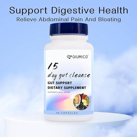 QIUMICO 15 Day Gut Cleanse - Gut and Colon Support, Dietary Supplement, Bowel Dissolving Capsules, with Senna, Cascara Sagrada & Psyllium Husk, to Break The Plateau