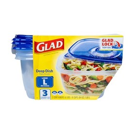 Glad GladWare Recipientes de almacenamiento de alimentos para platos profundos, rectángulo grande, contenedor de comida con capacidad para hasta 64 on