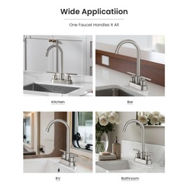 APPASO Bar Sink Faucet 4 Inch Centerset, 2 Handle Bath Faucet with High Arc Spout for Sink 2 or 3 Hole, 2-Hole Dual Handles Stainless for Bathroom RV Utility Kitchen Outdoors, Brushed Nickel
