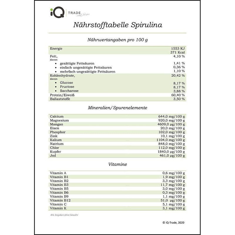 Geovitalis Raw Organic Spirulina Pure 2000 Pellets 500g from Controlled Organic