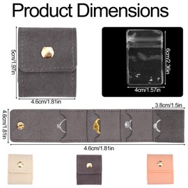 3pcs Mini Travel Jewelry Bags, Portable & Foldable Small Jewelry Holder Pouch with 12pcs Dust Bags Buckle Design for Women Earring Ring Necklace Organizer Case Supplies